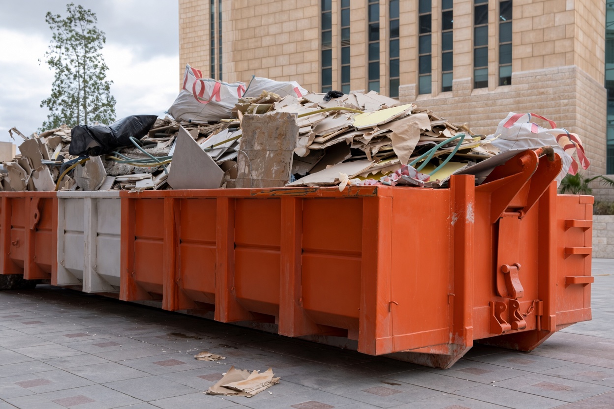 Demolition debris loaded for disposal