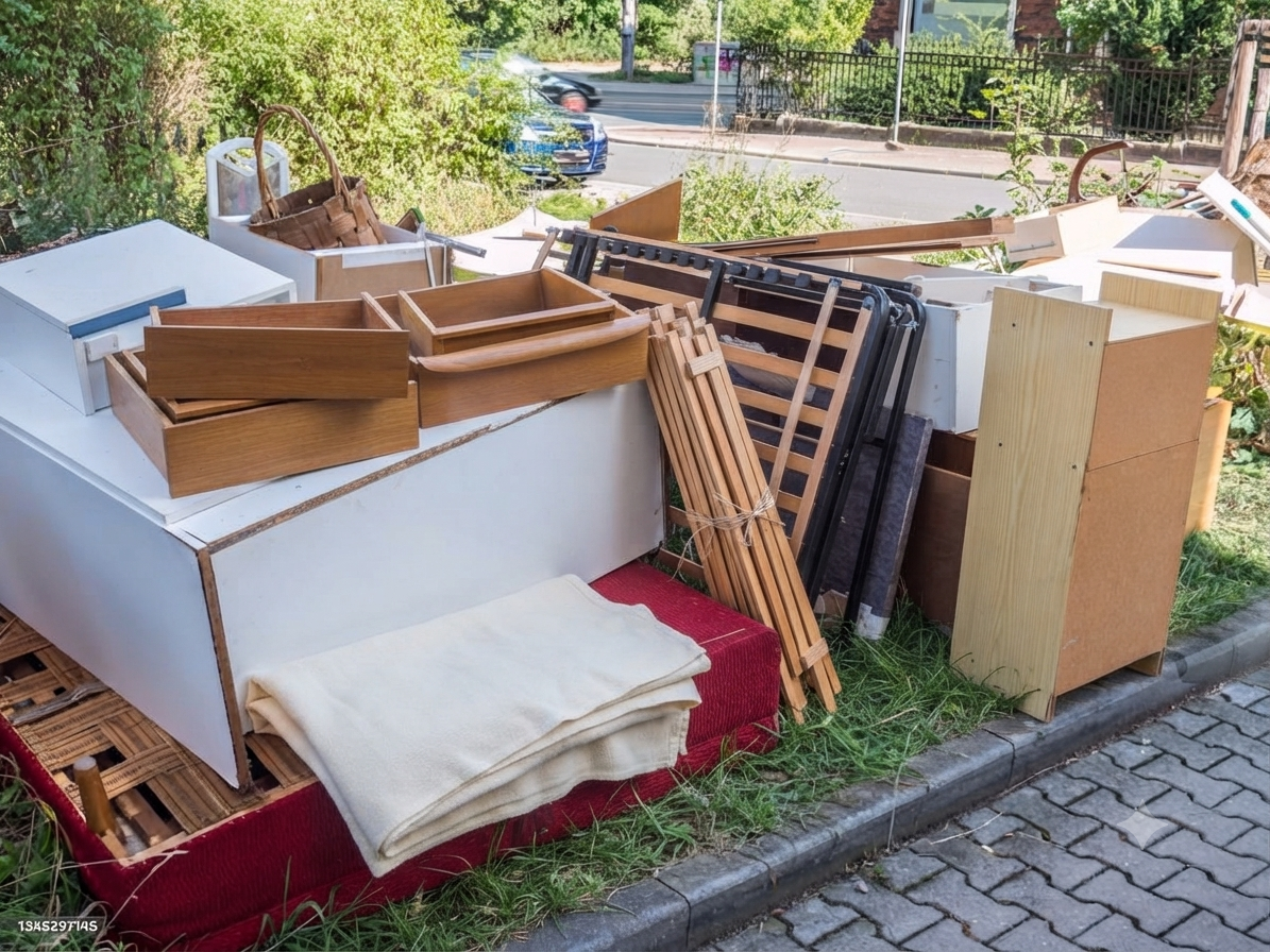 Removal crew carrying furniture out of a property